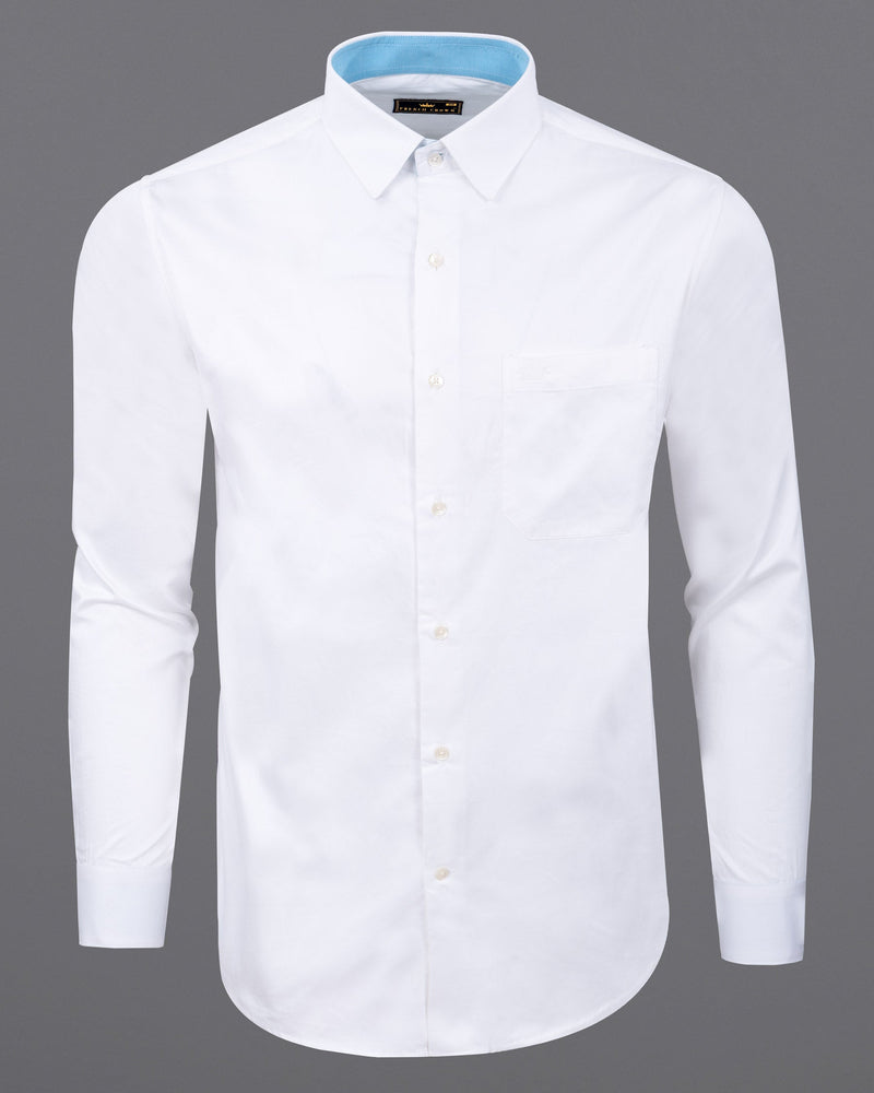 Bright White with Blue Elbow Patch Premium Cotton Shirt 5748-P129-38, 5748-P129-H-38, 5748-P129-39, 5748-P129-H-39, 5748-P129-40, 5748-P129-H-40, 5748-P129-42, 5748-P129-H-42, 5748-P129-44, 5748-P129-H-44, 5748-P129-46, 5748-P129-H-46, 5748-P129-48, 5748-P129-H-48, 5748-P129-50, 5748-P129-H-50, 5748-P129-52, 5748-P129-H-52