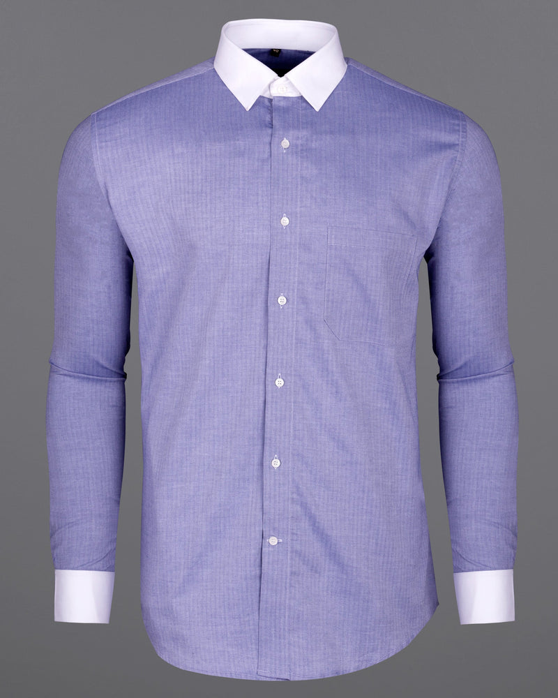 Wistful Blue Subtle Striped with White Collar Herringbone Premium Cotton Shirt 5774-WCC-38, 5774-WCC-H-38, 5774-WCC-39, 5774-WCC-H-39, 5774-WCC-40, 5774-WCC-H-40, 5774-WCC-42, 5774-WCC-H-42, 5774-WCC-44, 5774-WCC-H-44, 5774-WCC-46, 5774-WCC-H-46, 5774-WCC-48, 5774-WCC-H-48, 5774-WCC-50, 5774-WCC-H-50, 5774-WCC-52, 5774-WCC-H-52