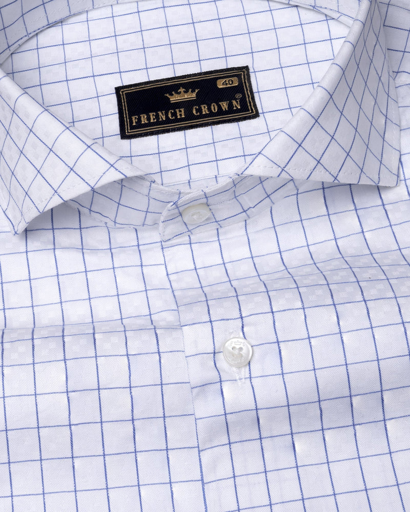 Bright White with Wild Blue windowpane Dobby Textured Premium Giza Cotton shirt 5793-CA-38, 5793-CA-H-38, 5793-CA-39, 5793-CA-H-39, 5793-CA-40, 5793-CA-H-40, 5793-CA-42, 5793-CA-H-42, 5793-CA-44, 5793-CA-H-44, 5793-CA-46, 5793-CA-H-46, 5793-CA-48, 5793-CA-H-48, 5793-CA-50, 5793-CA-H-50, 5793-CA-52, 5793-CA-H-52