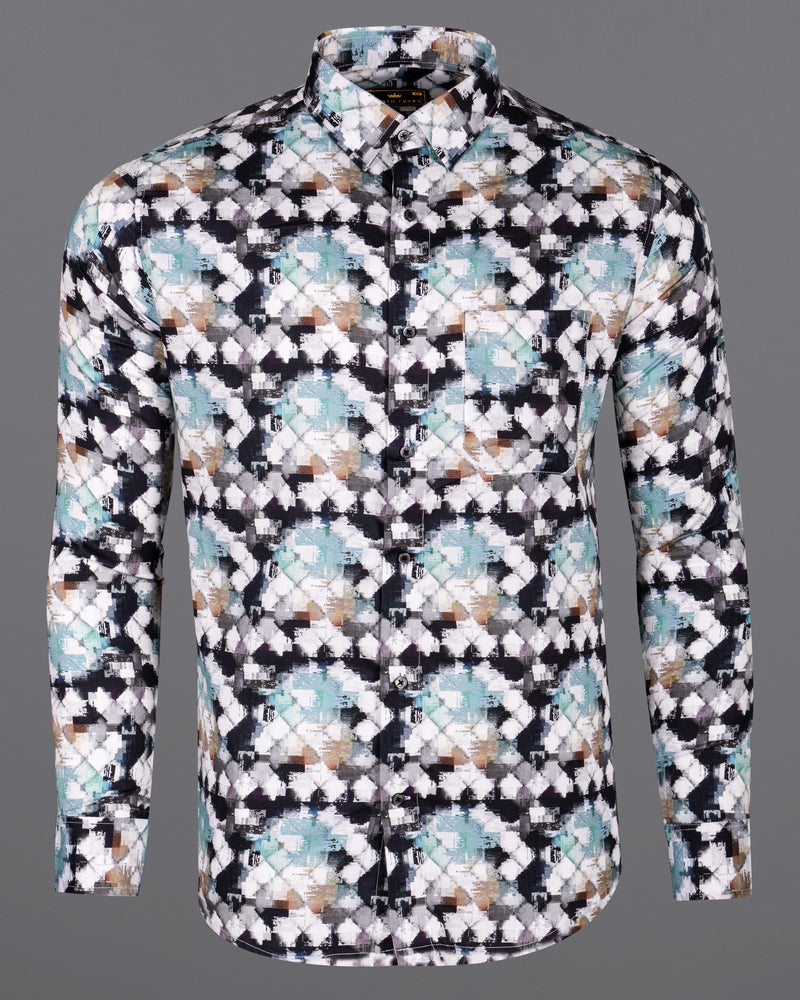 White with Black and Mint Squares Print Super Soft Premium Cotton Shirt 5800-BLK-38, 5800-BLK-H-38, 5800-BLK-39, 5800-BLK-H-39, 5800-BLK-40, 5800-BLK-H-40, 5800-BLK-42, 5800-BLK-H-42, 5800-BLK-44, 5800-BLK-H-44, 5800-BLK-46, 5800-BLK-H-46, 5800-BLK-48, 5800-BLK-H-48, 5800-BLK-50, 5800-BLK-H-50, 5800-BLK-52, 5800-BLK-H-52