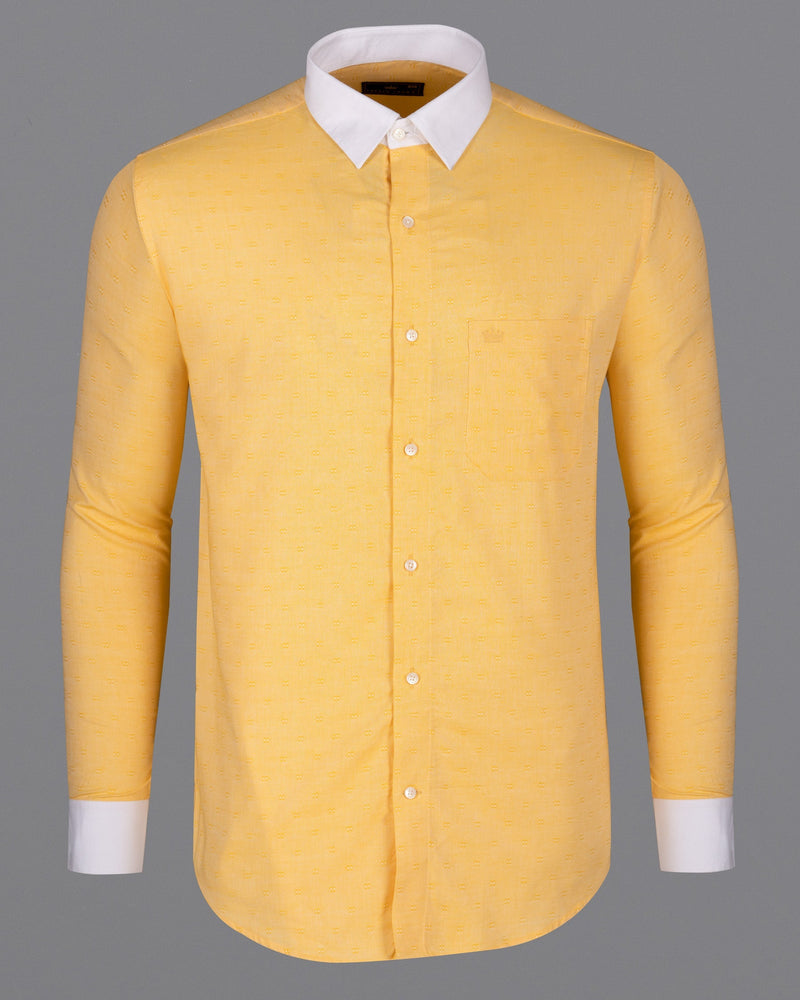 Rob Roy Yellow with White Collar Dobby Premium Giza Cotton Shirt 5806-WCC-38, 5806-WCC-H-38, 5806-WCC-39, 5806-WCC-H-39, 5806-WCC-40, 5806-WCC-H-40, 5806-WCC-42, 5806-WCC-H-42, 5806-WCC-44, 5806-WCC-H-44, 5806-WCC-46, 5806-WCC-H-46, 5806-WCC-48, 5806-WCC-H-48, 5806-WCC-50, 5806-WCC-H-50, 5806-WCC-52, 5806-WCC-H-52