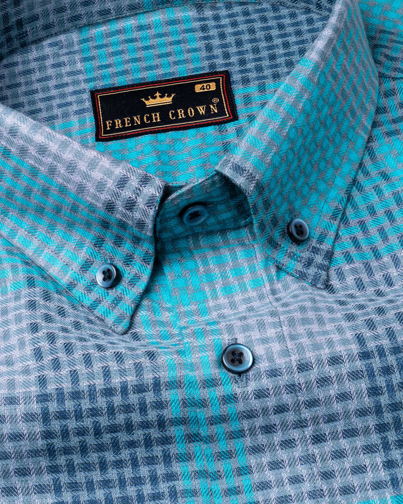 Bright Turquoise Blue and Dark Cerulean Twill Plaid Premium Cotton Shirt 5834-BD-BLE-38, 5834-BD-BLE-H-38, 5834-BD-BLE-39, 5834-BD-BLE-H-39, 5834-BD-BLE-40, 5834-BD-BLE-H-40, 5834-BD-BLE-42, 5834-BD-BLE-H-42, 5834-BD-BLE-44, 5834-BD-BLE-H-44, 5834-BD-BLE-46, 5834-BD-BLE-H-46, 5834-BD-BLE-48, 5834-BD-BLE-H-48, 5834-BD-BLE-50, 5834-BD-BLE-H-50, 5834-BD-BLE-52, 5834-BD-BLE-H-52