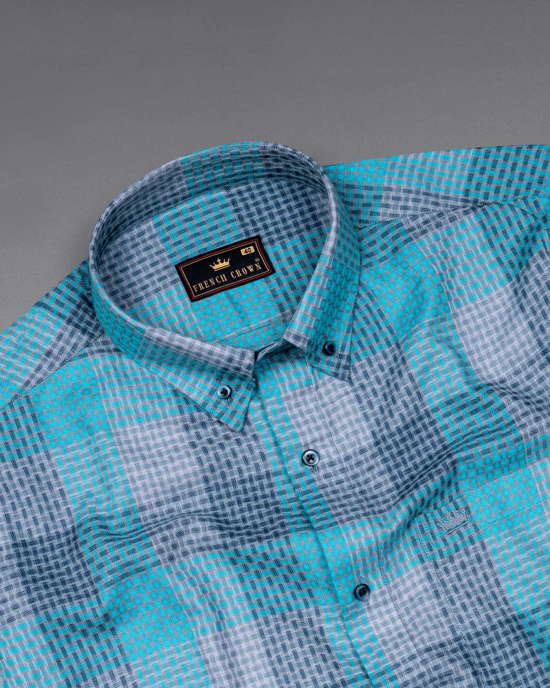 Bright Turquoise Blue and Dark Cerulean Twill Plaid Premium Cotton Shirt 5834-BD-BLE-38, 5834-BD-BLE-H-38, 5834-BD-BLE-39, 5834-BD-BLE-H-39, 5834-BD-BLE-40, 5834-BD-BLE-H-40, 5834-BD-BLE-42, 5834-BD-BLE-H-42, 5834-BD-BLE-44, 5834-BD-BLE-H-44, 5834-BD-BLE-46, 5834-BD-BLE-H-46, 5834-BD-BLE-48, 5834-BD-BLE-H-48, 5834-BD-BLE-50, 5834-BD-BLE-H-50, 5834-BD-BLE-52, 5834-BD-BLE-H-52