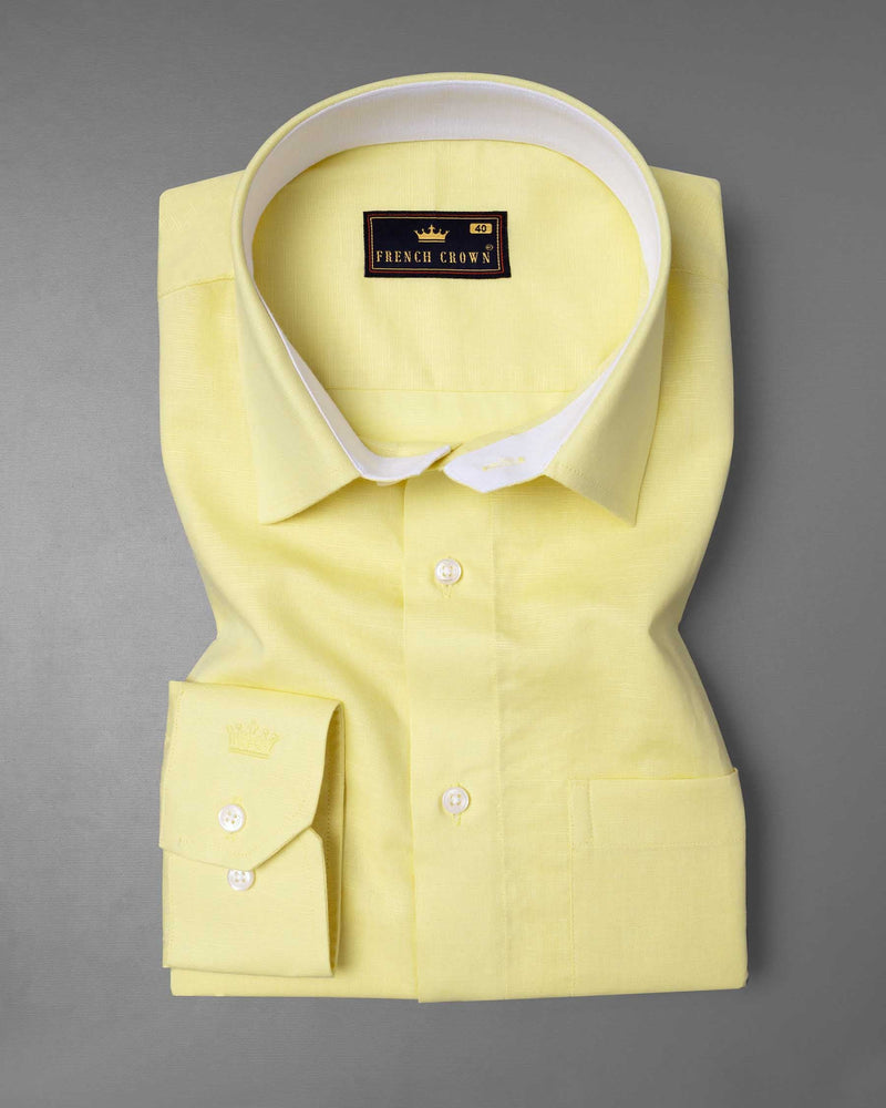 Lemon Yellow Luxurious Linen Shirt 5857-CP-38, 5857-CP-H-38, 5857-CP-39, 5857-CP-H-39, 5857-CP-40, 5857-CP-H-40, 5857-CP-42, 5857-CP-H-42, 5857-CP-44, 5857-CP-H-44, 5857-CP-46, 5857-CP-H-46, 5857-CP-48, 5857-CP-H-48, 5857-CP-50, 5857-CP-H-50, 5857-CP-52, 5857-CP-H-52