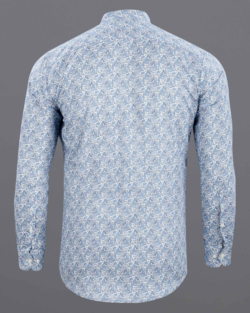 Bright White and Cornflower Blue Paisleys Printed Super Soft Premium Cotton Shirt 5908-M-38, 5908-M-H-38, 5908-M-39, 5908-M-H-39, 5908-M-40, 5908-M-H-40, 5908-M-42, 5908-M-H-42, 5908-M-44, 5908-M-H-44, 5908-M-46, 5908-M-H-46, 5908-M-48, 5908-M-H-48, 5908-M-50, 5908-M-H-50, 5908-M-52, 5908-M-H-52