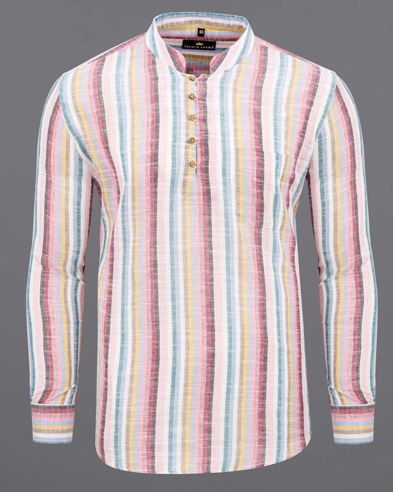 Pale Rose Pink Multicolor Striped Luxurious Linen Kurta Shirt 5917-KS-38, 5917-KS-H-38, 5917-KS-39, 5917-KS-H-39, 5917-KS-40, 5917-KS-H-40, 5917-KS-42, 5917-KS-H-42, 5917-KS-44, 5917-KS-H-44, 5917-KS-46, 5917-KS-H-46, 5917-KS-48, 5917-KS-H-48, 5917-KS-50, 5917-KS-H-50, 5917-KS-52, 5917-KS-H-52