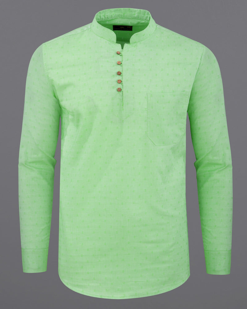 Moss Green Dobby Textured Premium Giza Cotton Shirt