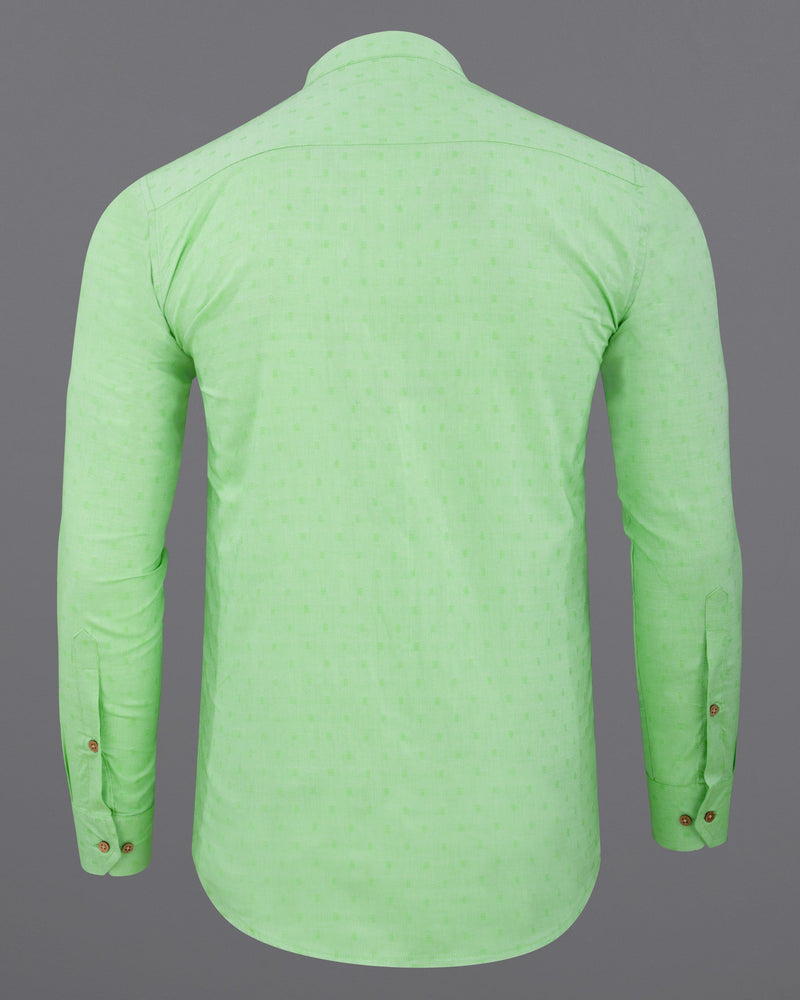 Moss Green Dobby Textured Premium Giza Cotton Shirt