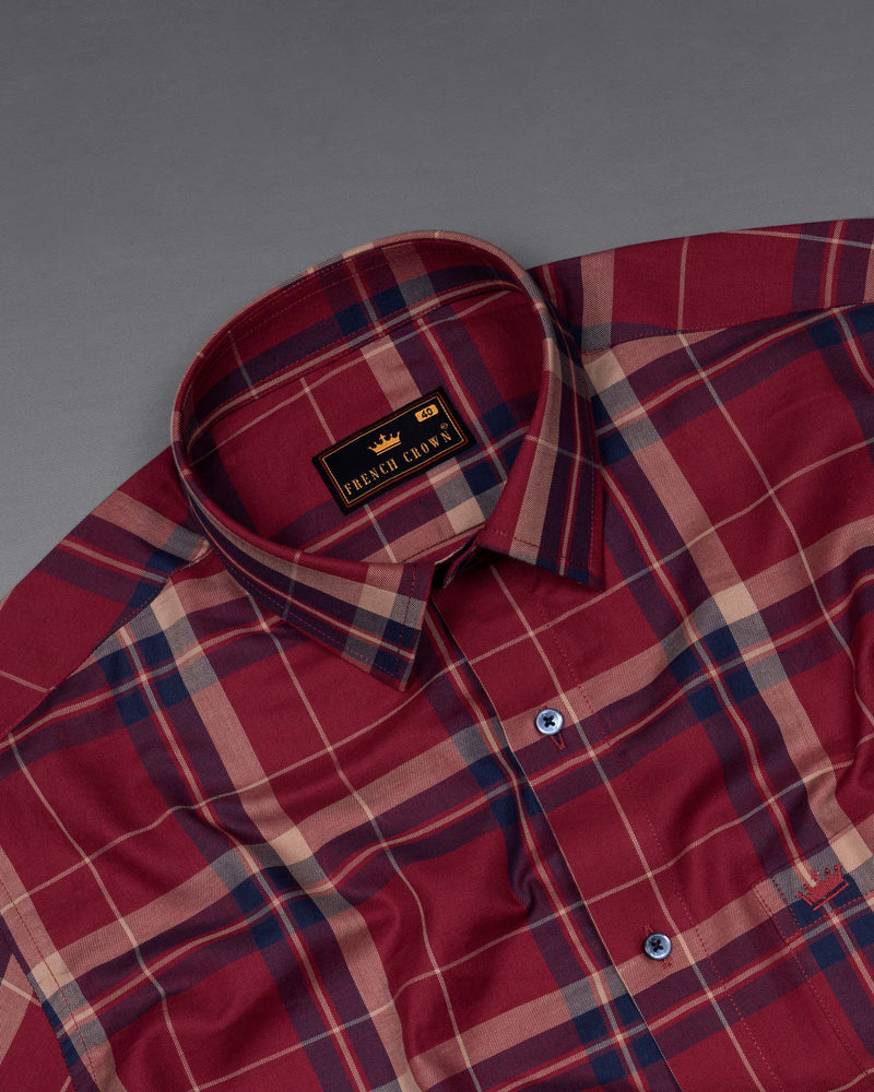 Scarlet Red Twill Plaid Premium Cotton Shirt 5973-BLE-38, 5973-BLE-H-38, 5973-BLE-39, 5973-BLE-H-39, 5973-BLE-40, 5973-BLE-H-40, 5973-BLE-42, 5973-BLE-H-42, 5973-BLE-44, 5973-BLE-H-44, 5973-BLE-46, 5973-BLE-H-46, 5973-BLE-48, 5973-BLE-H-48, 5973-BLE-50, 5973-BLE-H-50, 5973-BLE-52, 5973-BLE-H-52