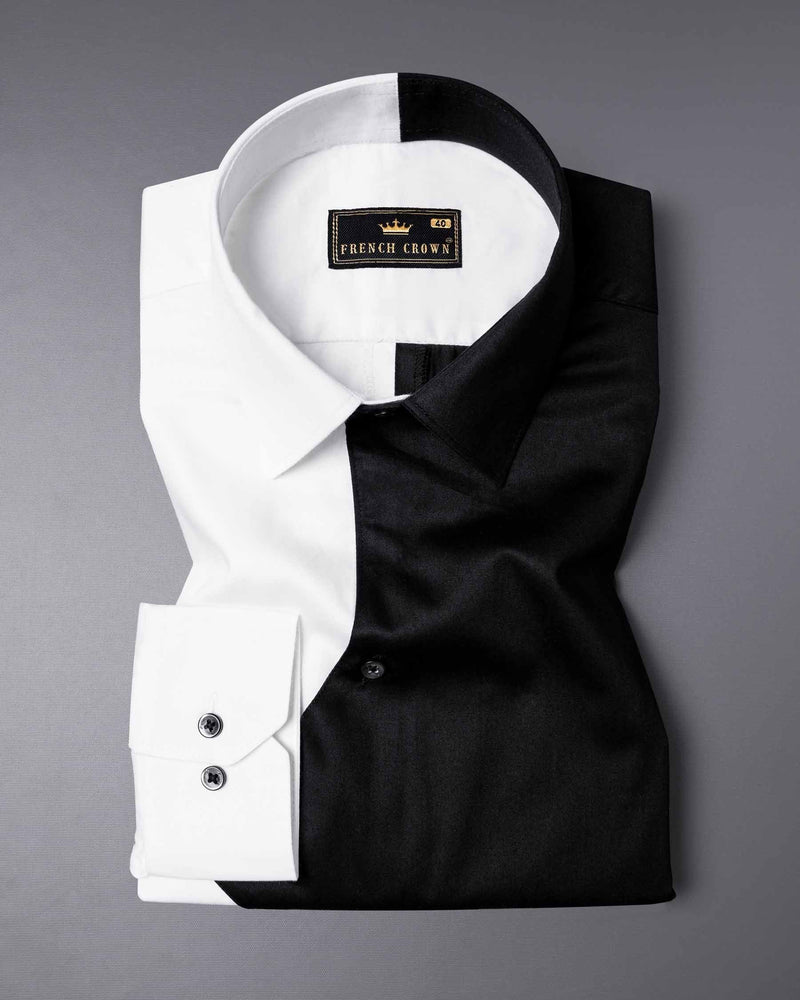 Half White and Half Black Super Soft Premium Cotton Shirt 5987-BLK-D22-38, 5987-BLK-D22-H-38, 5987-BLK-D22-39, 5987-BLK-D22-H-39, 5987-BLK-D22-40, 5987-BLK-D22-H-40, 5987-BLK-D22-42, 5987-BLK-D22-H-42, 5987-BLK-D22-44, 5987-BLK-D22-H-44, 5987-BLK-D22-46, 5987-BLK-D22-H-46, 5987-BLK-D22-48, 5987-BLK-D22-H-48, 5987-BLK-D22-50, 5987-BLK-D22-H-50, 5987-BLK-D22-52, 5987-BLK-D22-H-52