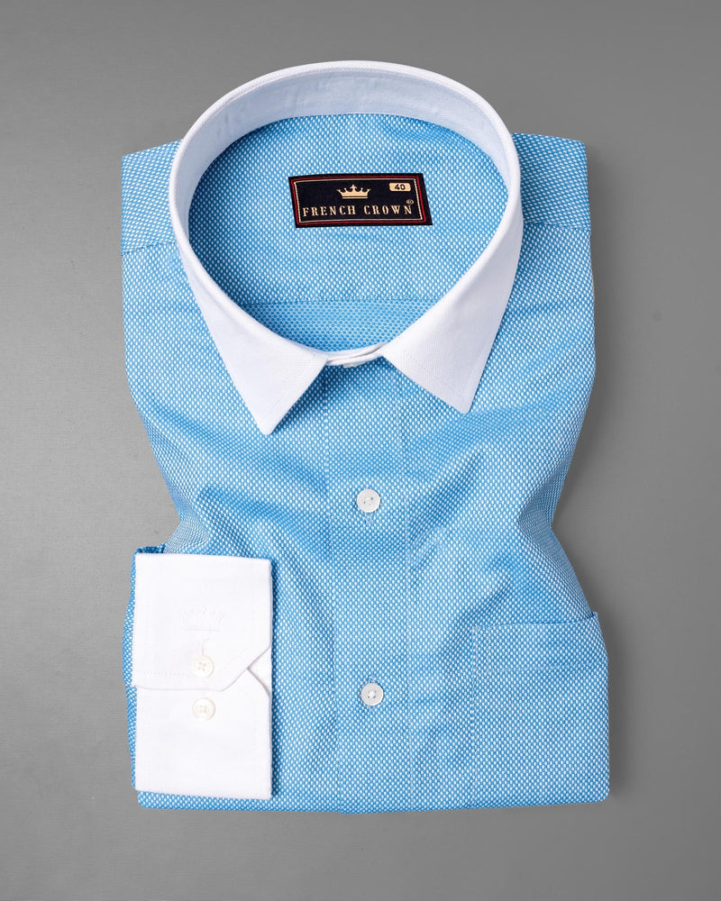 Malibu Blue with White Collar Dobby Premium Giza Cotton Shirt 5993-WCC-38, 5993-WCC-H-38, 5993-WCC-39, 5993-WCC-H-39, 5993-WCC-40, 5993-WCC-H-40, 5993-WCC-42, 5993-WCC-H-42, 5993-WCC-44, 5993-WCC-H-44, 5993-WCC-46, 5993-WCC-H-46, 5993-WCC-48, 5993-WCC-H-48, 5993-WCC-50, 5993-WCC-H-50, 5993-WCC-52, 5993-WCC-H-52