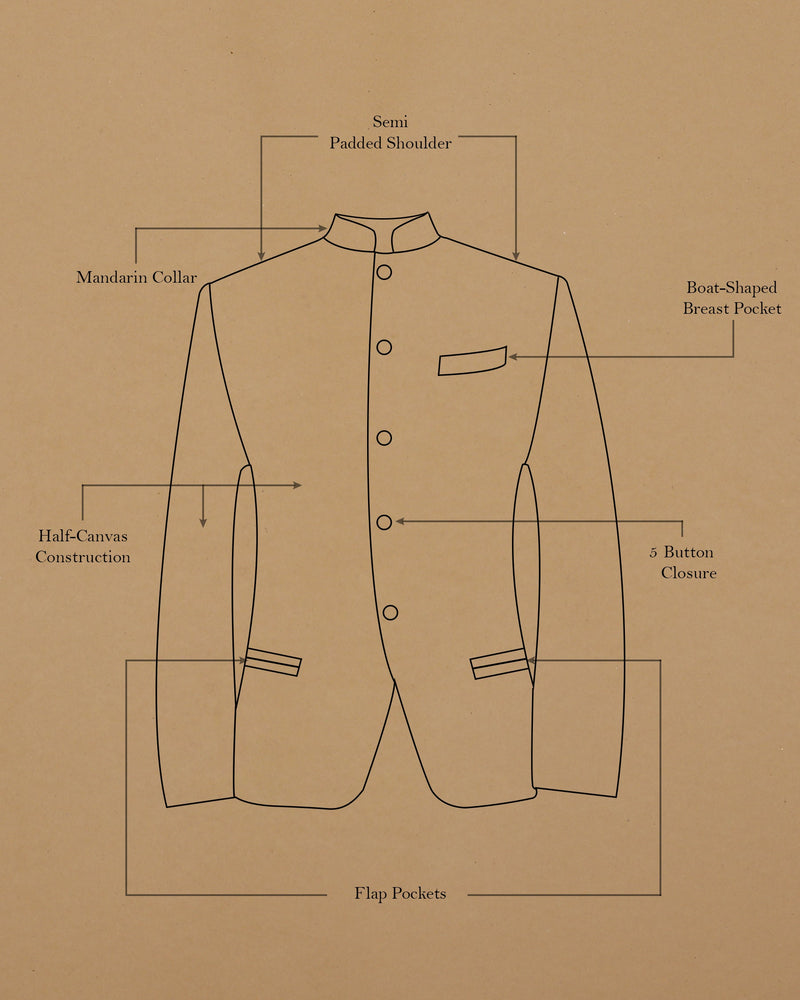 Porter’s Clay Khaki Bandhgala/Mandarin Blazer