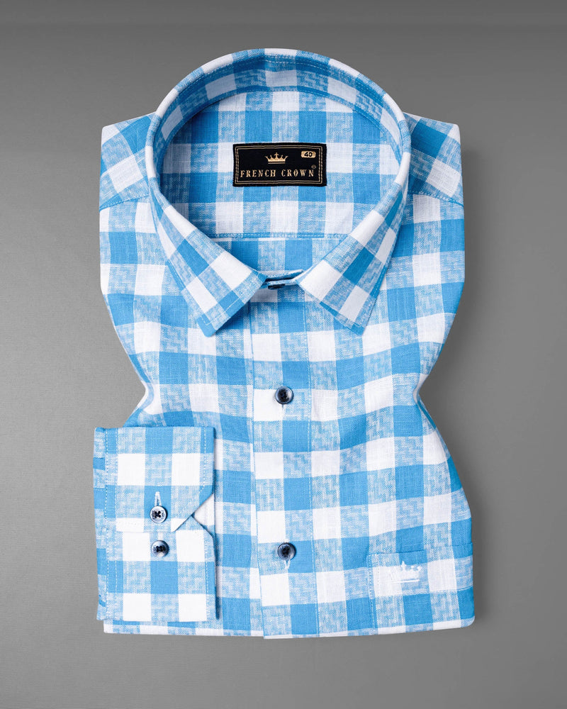 Bright White with Shakespeare Blue Twill Checkered Premium Cotton Shirt 6030-BLE-38, 6030-BLE-H-38, 6030-BLE-39, 6030-BLE-H-39, 6030-BLE-40, 6030-BLE-H-40, 6030-BLE-42, 6030-BLE-H-42, 6030-BLE-44, 6030-BLE-H-44, 6030-BLE-46, 6030-BLE-H-46, 6030-BLE-48, 6030-BLE-H-48, 6030-BLE-50, 6030-BLE-H-50, 6030-BLE-52, 6030-BLE-H-52