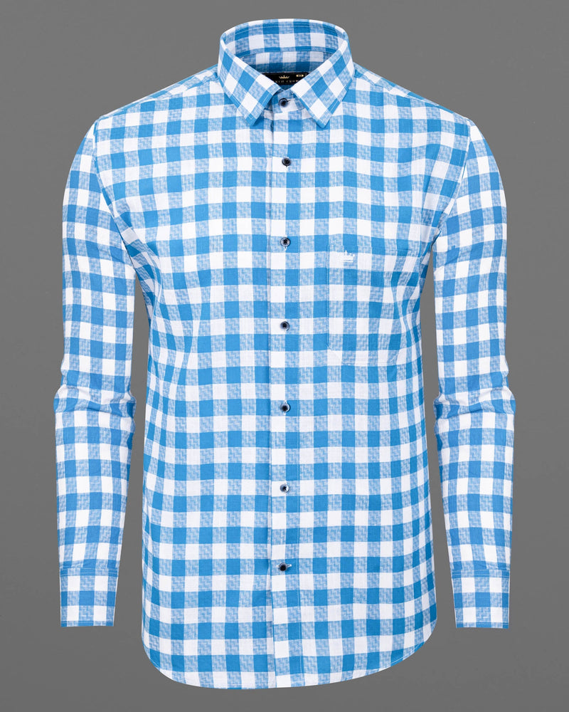 Bright White with Shakespeare Blue Twill Checkered Premium Cotton Shirt 6030-BLE-38, 6030-BLE-H-38, 6030-BLE-39, 6030-BLE-H-39, 6030-BLE-40, 6030-BLE-H-40, 6030-BLE-42, 6030-BLE-H-42, 6030-BLE-44, 6030-BLE-H-44, 6030-BLE-46, 6030-BLE-H-46, 6030-BLE-48, 6030-BLE-H-48, 6030-BLE-50, 6030-BLE-H-50, 6030-BLE-52, 6030-BLE-H-52
