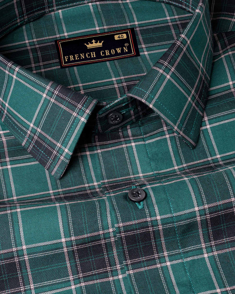 Genoa Green Twill Plaid Premium Cotton Shirt 6033-BLK-38, 6033-BLK-H-38, 6033-BLK-39, 6033-BLK-H-39, 6033-BLK-40, 6033-BLK-H-40, 6033-BLK-42, 6033-BLK-H-42, 6033-BLK-44, 6033-BLK-H-44, 6033-BLK-46, 6033-BLK-H-46, 6033-BLK-48, 6033-BLK-H-48, 6033-BLK-50, 6033-BLK-H-50, 6033-BLK-52, 6033-BLK-H-52