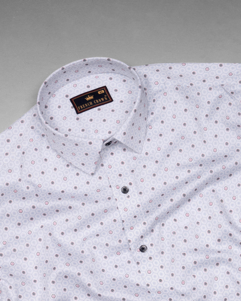 Bright White Honeycomb Printed Super Soft Premium Cotton Shirt 6065-BLK-38, 6065-BLK-H-38, 6065-BLK-39, 6065-BLK-H-39, 6065-BLK-40, 6065-BLK-H-40, 6065-BLK-42, 6065-BLK-H-42, 6065-BLK-44, 6065-BLK-H-44, 6065-BLK-46, 6065-BLK-H-46, 6065-BLK-48, 6065-BLK-H-48, 6065-BLK-50, 6065-BLK-H-50, 6065-BLK-52, 6065-BLK-H-52