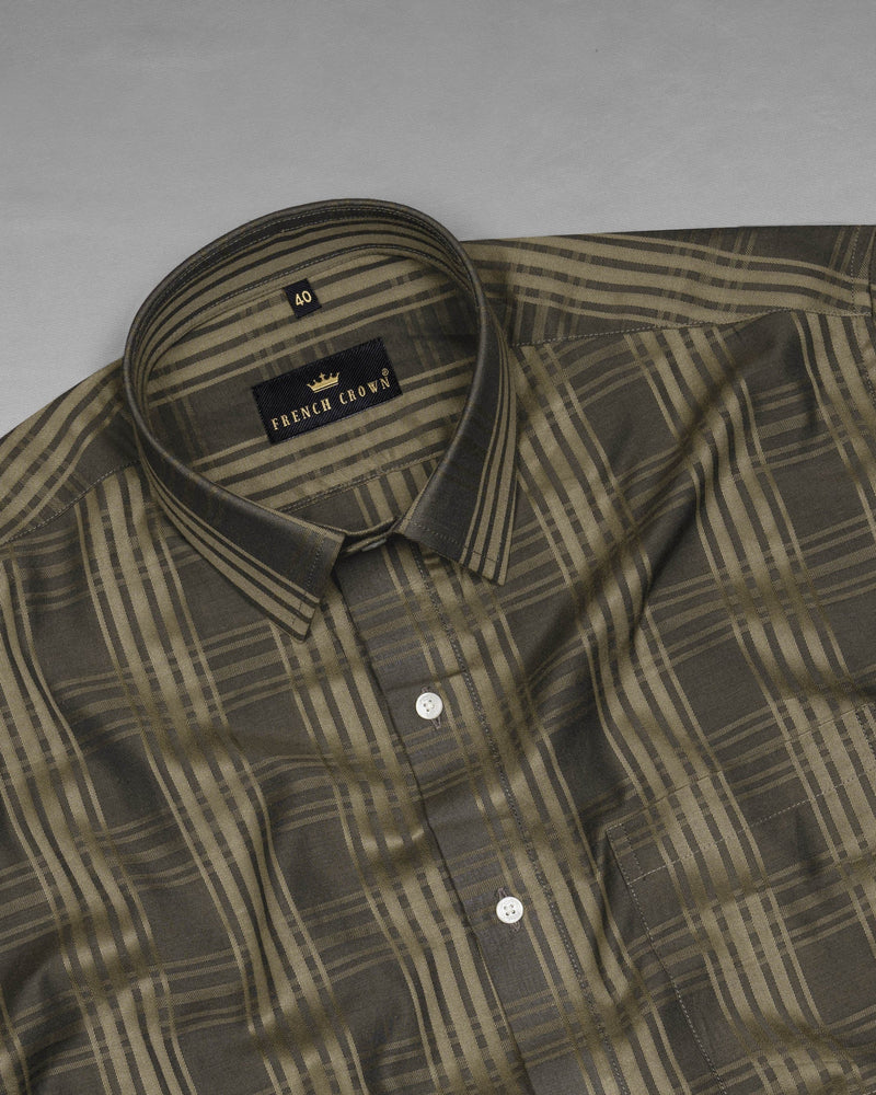 Fuscous Brown Twill Plaid Premium Cotton Shirt 6068-38, 6068-H-38, 6068-39, 6068-H-39, 6068-40, 6068-H-40, 6068-42, 6068-H-42, 6068-44, 6068-H-44, 6068-46, 6068-H-46, 6068-48, 6068-H-48, 6068-50, 6068-H-50, 6068-52, 6068-H-52