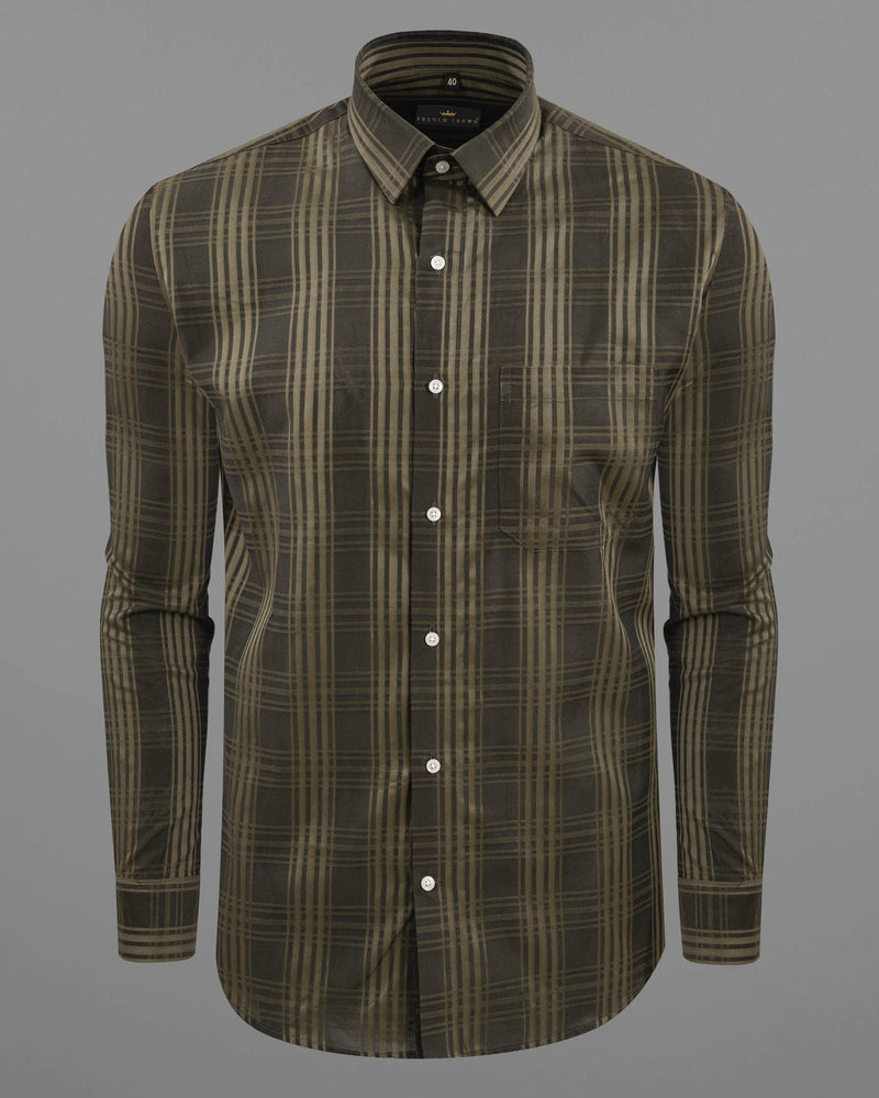 Fuscous Brown Twill Plaid Premium Cotton Shirt 6068-38, 6068-H-38, 6068-39, 6068-H-39, 6068-40, 6068-H-40, 6068-42, 6068-H-42, 6068-44, 6068-H-44, 6068-46, 6068-H-46, 6068-48, 6068-H-48, 6068-50, 6068-H-50, 6068-52, 6068-H-52