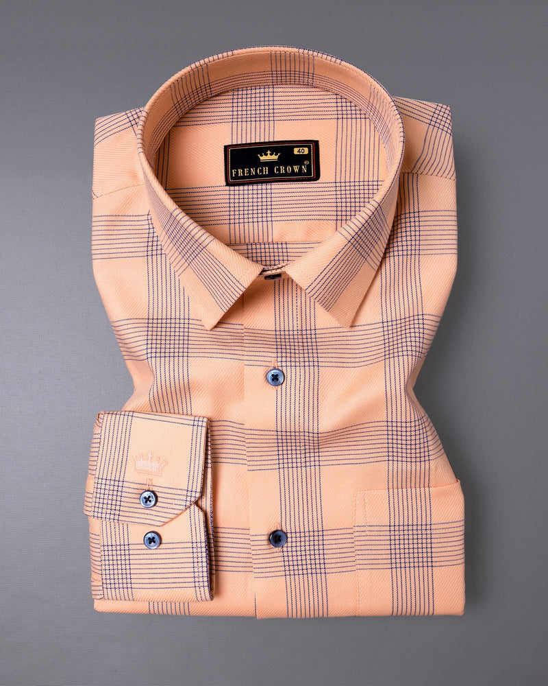 Melon Orange Twill Windowpane Premium Cotton Shirt 6070-BLE-38, 6070-BLE-H-38, 6070-BLE-39, 6070-BLE-H-39, 6070-BLE-40, 6070-BLE-H-40, 6070-BLE-42, 6070-BLE-H-42, 6070-BLE-44, 6070-BLE-H-44, 6070-BLE-46, 6070-BLE-H-46, 6070-BLE-48, 6070-BLE-H-48, 6070-BLE-50, 6070-BLE-H-50, 6070-BLE-52, 6070-BLE-H-52