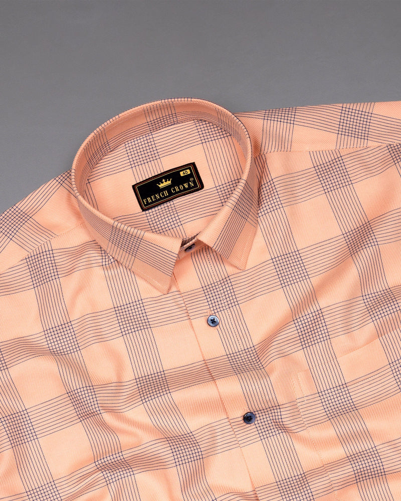 Melon Orange Twill Windowpane Premium Cotton Shirt 6070-BLE-38, 6070-BLE-H-38, 6070-BLE-39, 6070-BLE-H-39, 6070-BLE-40, 6070-BLE-H-40, 6070-BLE-42, 6070-BLE-H-42, 6070-BLE-44, 6070-BLE-H-44, 6070-BLE-46, 6070-BLE-H-46, 6070-BLE-48, 6070-BLE-H-48, 6070-BLE-50, 6070-BLE-H-50, 6070-BLE-52, 6070-BLE-H-52