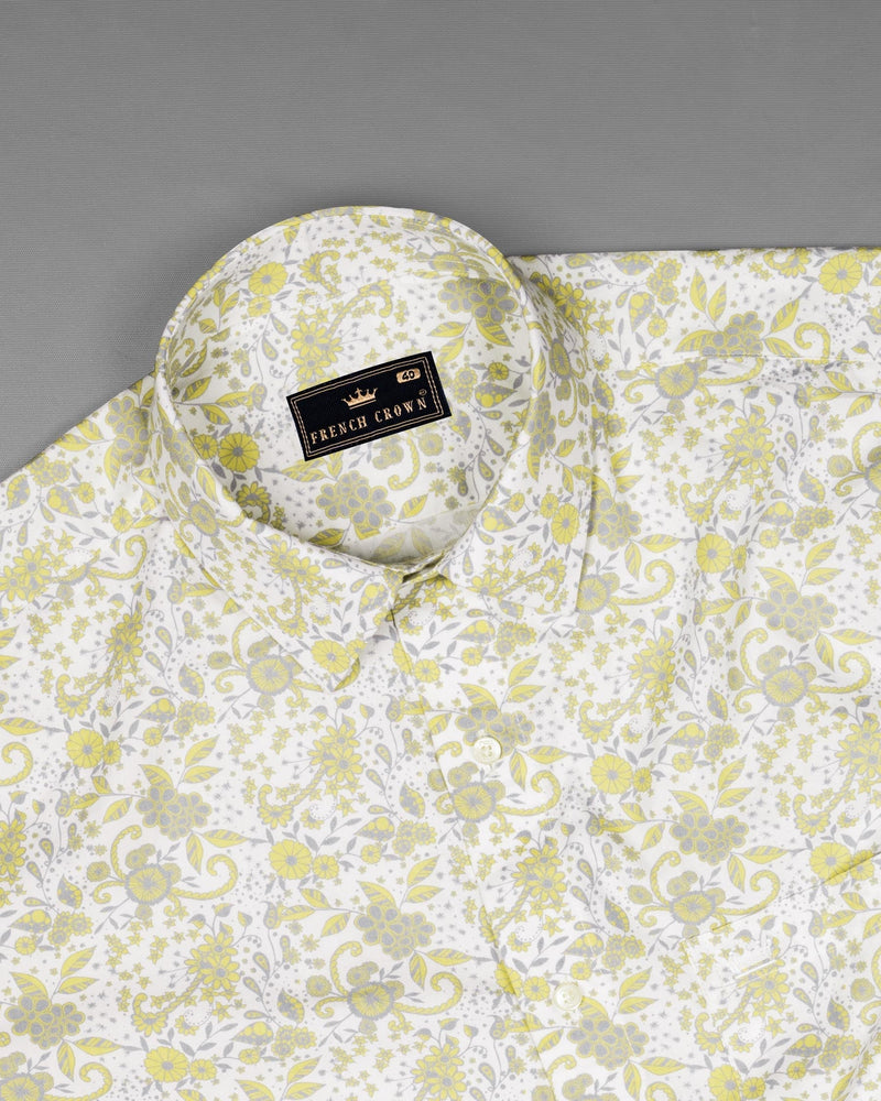 Off White Floral Printed Royal Oxford Shirt 6100-38, 6100-H-38, 6100-39, 6100-H-39, 6100-40, 6100-H-40, 6100-42, 6100-H-42, 6100-44, 6100-H-44, 6100-46, 6100-H-46, 6100-48, 6100-H-48, 6100-50, 6100-H-50, 6100-52, 6100-H-52