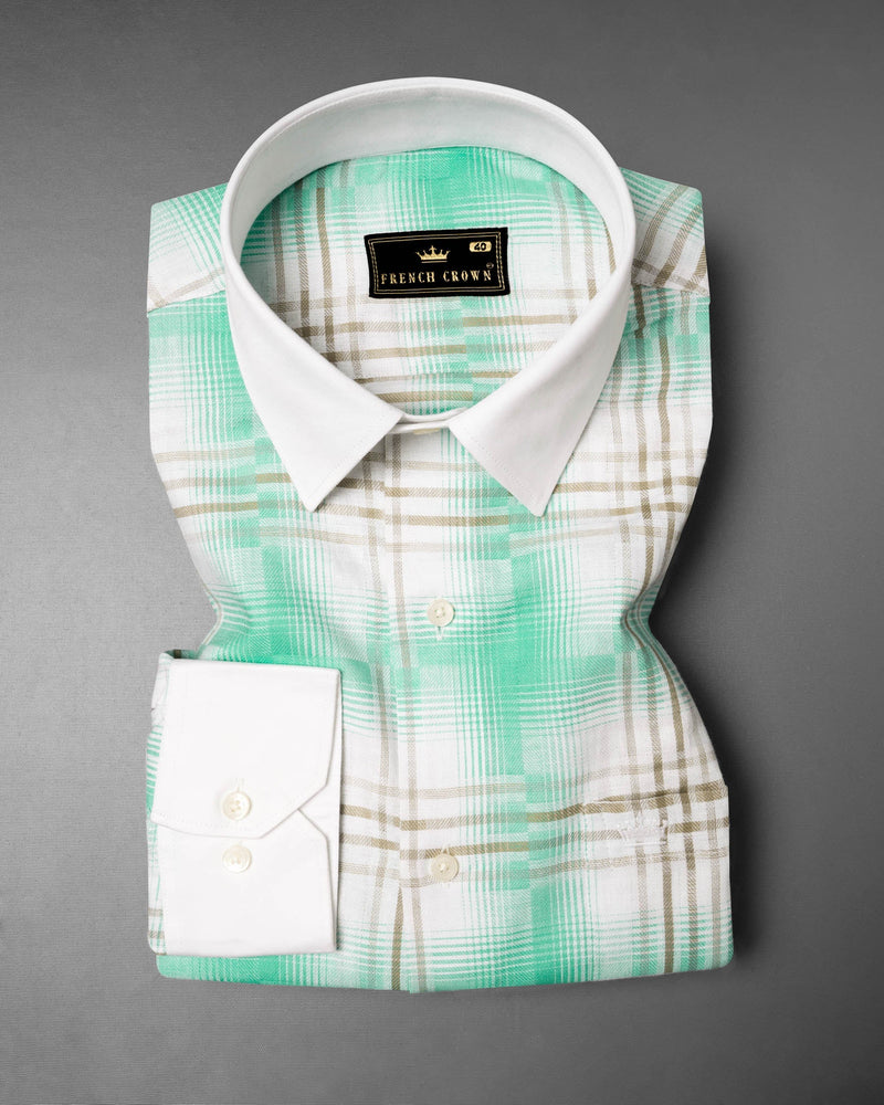 Bright White Twill Plaid Printed with White Collar Cuff Premium Cotton Shirt 6102-WCC-38, 6102-WCC-H-38, 6102-WCC-39, 6102-WCC-H-39, 6102-WCC-40, 6102-WCC-H-40, 6102-WCC-42, 6102-WCC-H-42, 6102-WCC-44, 6102-WCC-H-44, 6102-WCC-46, 6102-WCC-H-46, 6102-WCC-48, 6102-WCC-H-48, 6102-WCC-50, 6102-WCC-H-50, 6102-WCC-52, 6102-WCC-H-52