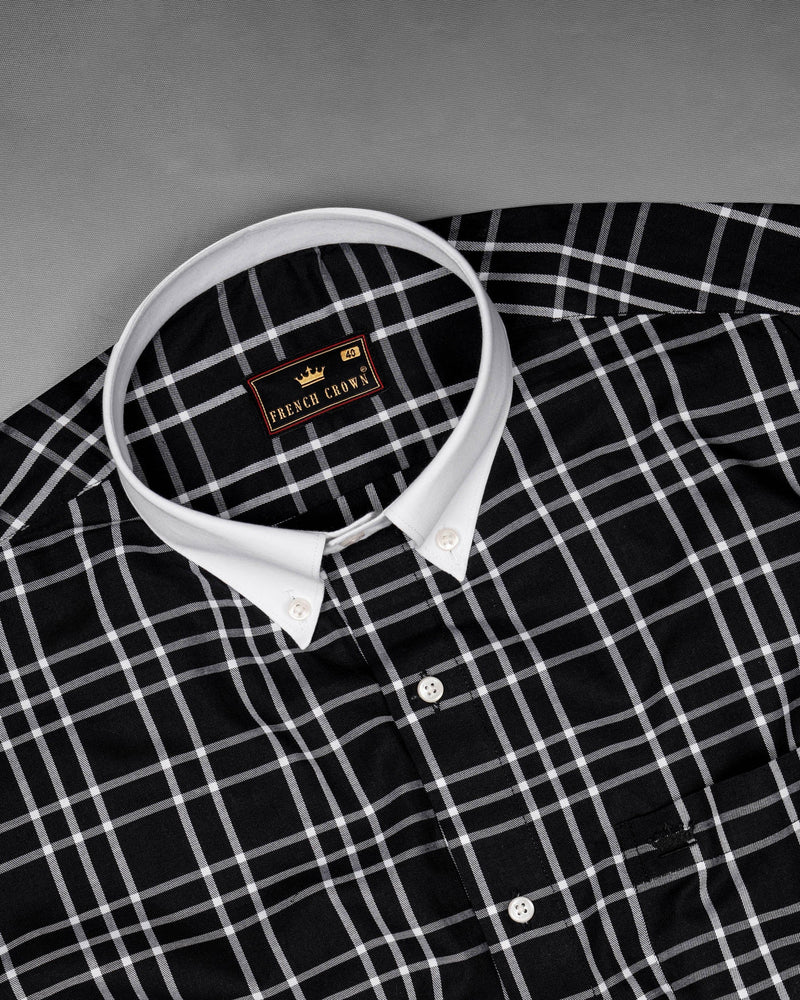 Jade Black Twill Plaid with White Collar-cuff Premium Cotton Shirt 6108-BD-WCC-38, 6108-BD-WCC-H-38, 6108-BD-WCC-39, 6108-BD-WCC-H-39, 6108-BD-WCC-40, 6108-BD-WCC-H-40, 6108-BD-WCC-42, 6108-BD-WCC-H-42, 6108-BD-WCC-44, 6108-BD-WCC-H-44, 6108-BD-WCC-46, 6108-BD-WCC-H-46, 6108-BD-WCC-48, 6108-BD-WCC-H-48, 6108-BD-WCC-50, 6108-BD-WCC-H-50, 6108-BD-WCC-52, 6108-BD-WCC-H-52