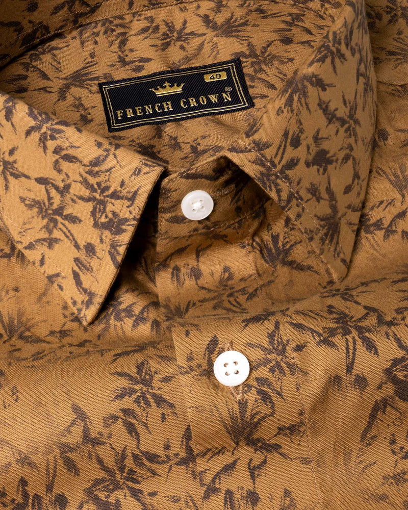 Bourbon Brown faded Leaves Printed Royal Oxford shirt 6185-38, 6185-H-38, 6185-39, 6185-H-39, 6185-40, 6185-H-40, 6185-42, 6185-H-42, 6185-44, 6185-H-44, 6185-46, 6185-H-46, 6185-48, 6185-H-48, 6185-50, 6185-H-50, 6185-52, 6185-H-52