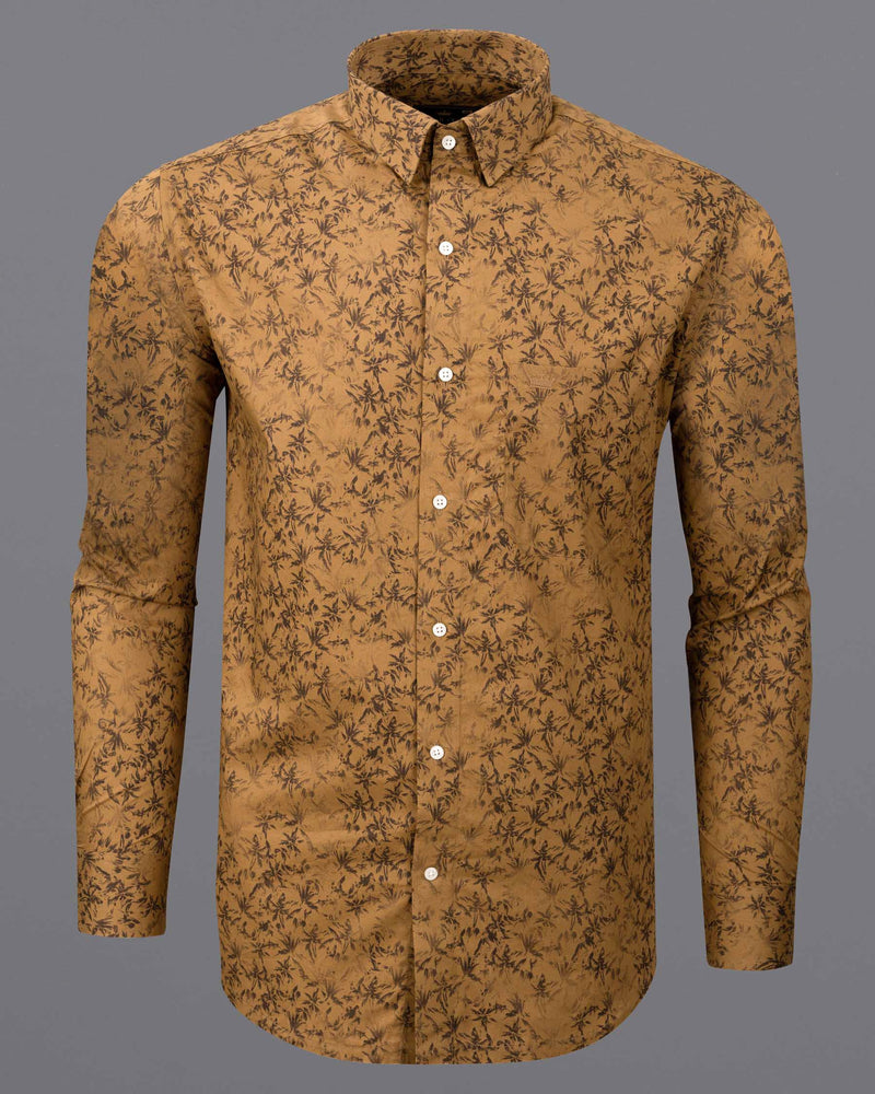 Bourbon Brown faded Leaves Printed Royal Oxford shirt 6185-38, 6185-H-38, 6185-39, 6185-H-39, 6185-40, 6185-H-40, 6185-42, 6185-H-42, 6185-44, 6185-H-44, 6185-46, 6185-H-46, 6185-48, 6185-H-48, 6185-50, 6185-H-50, 6185-52, 6185-H-52