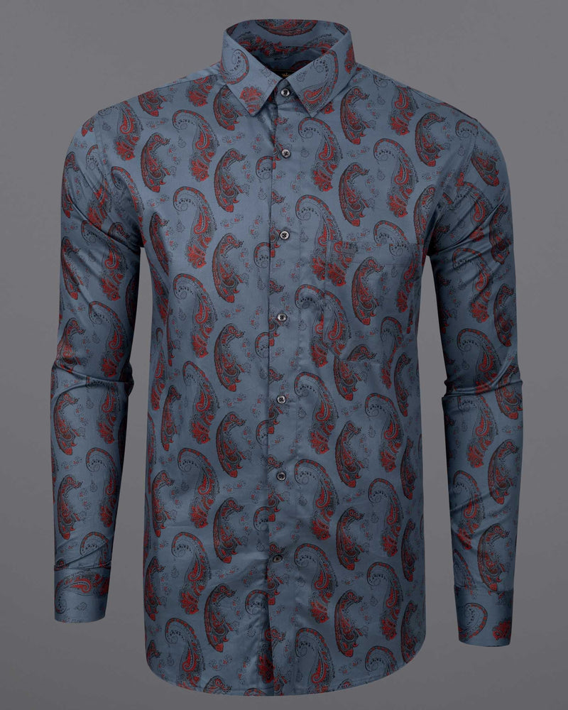 Scarpa Flow Grey Paisleys Printed Super Soft Premium Cotton Shirt 6199-BLK-38, 6199-BLK-H-38, 6199-BLK-39, 6199-BLK-H-39, 6199-BLK-40, 6199-BLK-H-40, 6199-BLK-42, 6199-BLK-H-42, 6199-BLK-44, 6199-BLK-H-44, 6199-BLK-46, 6199-BLK-H-46, 6199-BLK-48, 6199-BLK-H-48, 6199-BLK-50, 6199-BLK-H-50, 6199-BLK-52, 6199-BLK-H-52