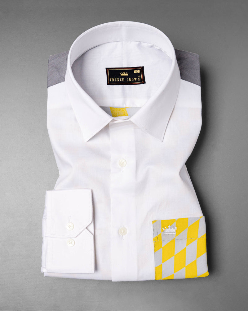 Bright white, Iron Grey and Lightening Yellow Printed Super Soft Premium Cotton Designer Shirt 6214-D20-38, 6214-D20-H-38, 6214-D20-39, 6214-D20-H-39, 6214-D20-40, 6214-D20-H-40, 6214-D20-42, 6214-D20-H-42, 6214-D20-44, 6214-D20-H-44, 6214-D20-46, 6214-D20-H-46, 6214-D20-48, 6214-D20-H-48, 6214-D20-50, 6214-D20-H-50, 6214-D20-52, 6214-D20-H-52