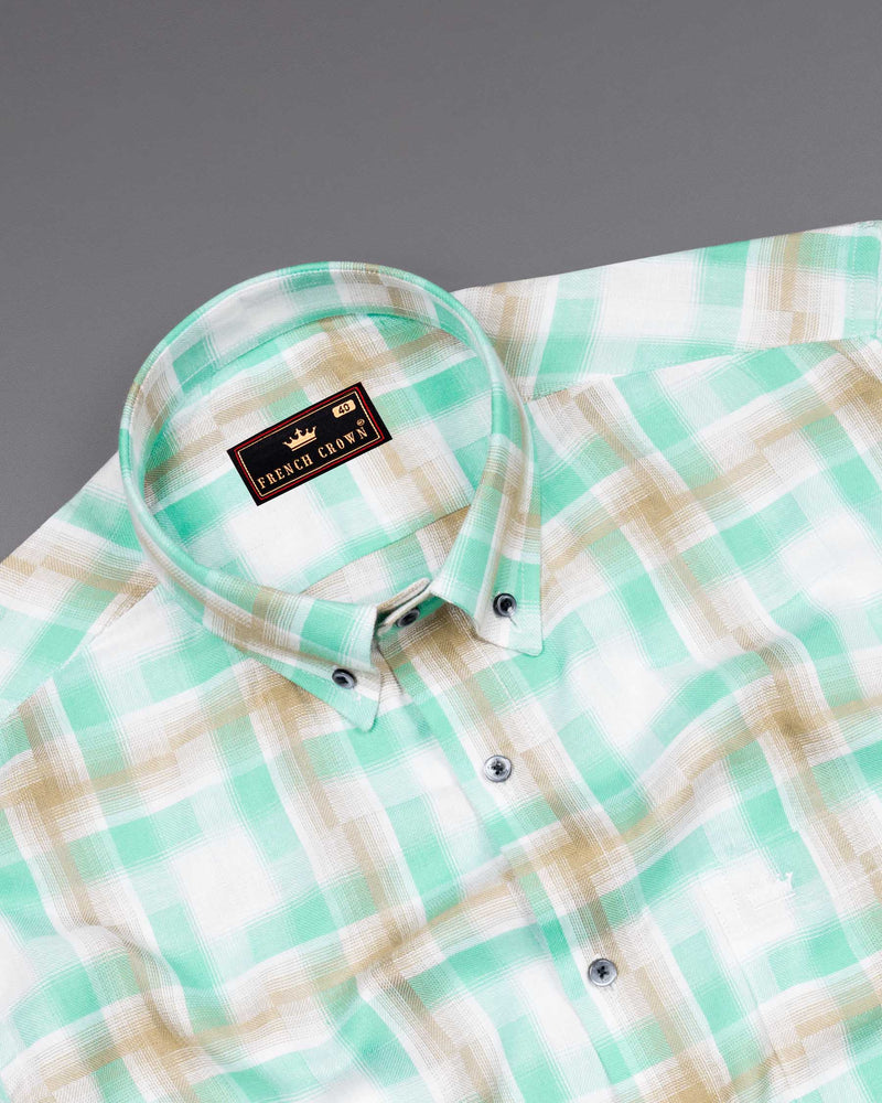 Bright White with Pavlova Brown and Riptide Green Twill Plaid Premium Cotton Shirt 6221-BD-BLE-38, 6221-BD-BLE-H-38, 6221-BD-BLE-39, 6221-BD-BLE-H-39, 6221-BD-BLE-40, 6221-BD-BLE-H-40, 6221-BD-BLE-42, 6221-BD-BLE-H-42, 6221-BD-BLE-44, 6221-BD-BLE-H-44, 6221-BD-BLE-46, 6221-BD-BLE-H-46, 6221-BD-BLE-48, 6221-BD-BLE-H-48, 6221-BD-BLE-50, 6221-BD-BLE-H-50, 6221-BD-BLE-52, 6221-BD-BLE-H-52