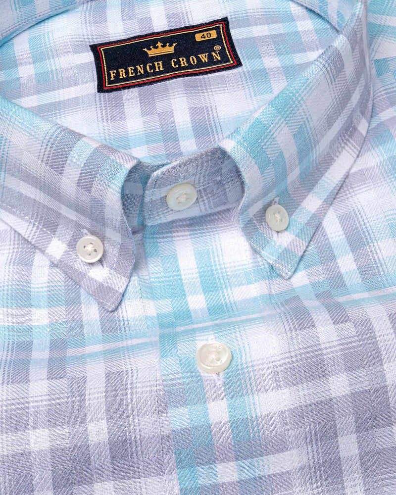 Manatee Gray with Glacier Blue Twill Plaid Premium Cotton Shirt 6224-BD-38, 6224-BD-H-38, 6224-BD-39, 6224-BD-H-39, 6224-BD-40, 6224-BD-H-40, 6224-BD-42, 6224-BD-H-42, 6224-BD-44, 6224-BD-H-44, 6224-BD-46, 6224-BD-H-46, 6224-BD-48, 6224-BD-H-48, 6224-BD-50, 6224-BD-H-50, 6224-BD-52, 6224-BD-H-52