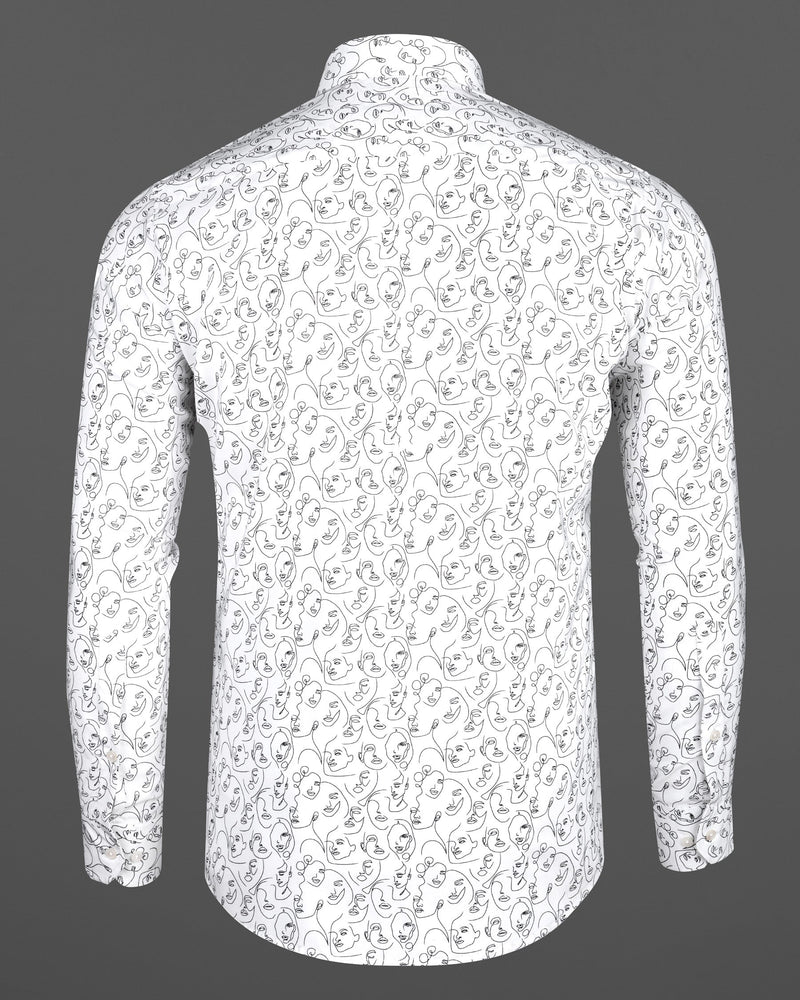 Bright White Faces Printed Premium Cotton Shirt 6232-38, 6232-H-38, 6232-39, 6232-H-39, 6232-40, 6232-H-40, 6232-42, 6232-H-42, 6232-44, 6232-H-44, 6232-46, 6232-H-46, 6232-48, 6232-H-48, 6232-50, 6232-H-50, 6232-52, 6232-H-52