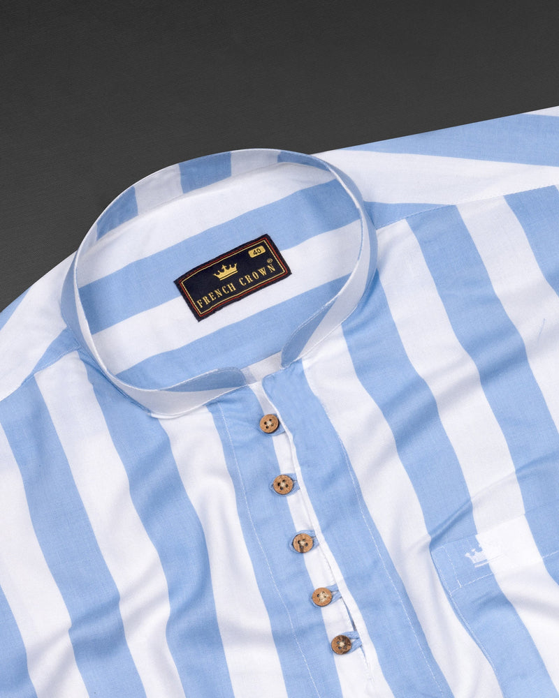 Bright White and Rock Blue Striped Tencel Kurta Shirt 6270-KS-38, 6270-KS-H-38, 6270-KS-39, 6270-KS-H-39, 6270-KS-40, 6270-KS-H-40, 6270-KS-42, 6270-KS-H-42, 6270-KS-44, 6270-KS-H-44, 6270-KS-46, 6270-KS-H-46, 6270-KS-48, 6270-KS-H-48, 6270-KS-50, 6270-KS-H-50, 6270-KS-52, 6270-KS-H-52