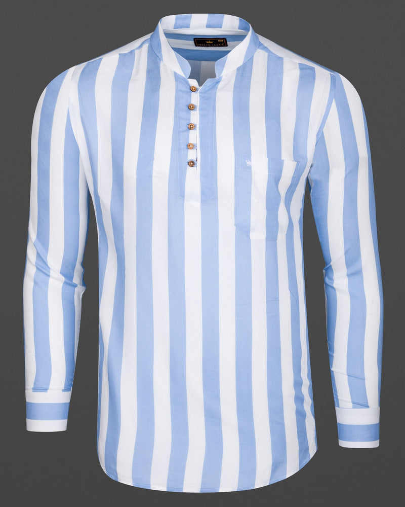 Bright White and Rock Blue Striped Tencel Kurta Shirt 6270-KS-38, 6270-KS-H-38, 6270-KS-39, 6270-KS-H-39, 6270-KS-40, 6270-KS-H-40, 6270-KS-42, 6270-KS-H-42, 6270-KS-44, 6270-KS-H-44, 6270-KS-46, 6270-KS-H-46, 6270-KS-48, 6270-KS-H-48, 6270-KS-50, 6270-KS-H-50, 6270-KS-52, 6270-KS-H-52