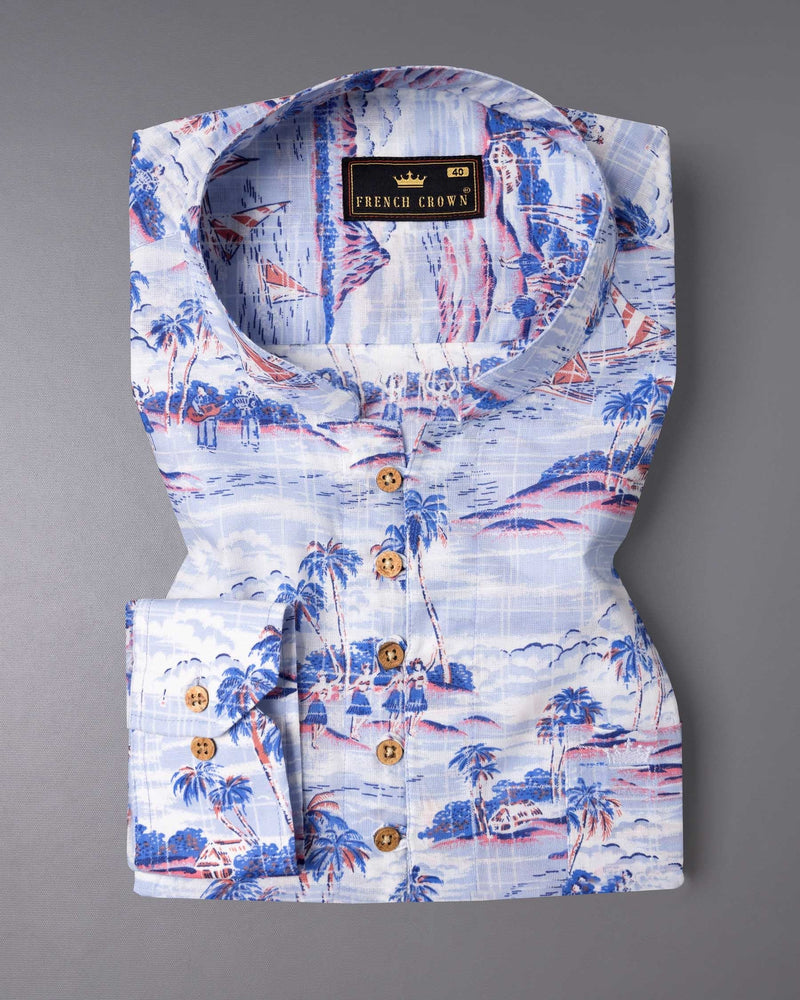 Hawkes and Havelock Blue Tropical Printed Luxurious Linen Kurta Shirt 6275-KS-38, 6275-KS-H-38, 6275-KS-39, 6275-KS-H-39, 6275-KS-40, 6275-KS-H-40, 6275-KS-42, 6275-KS-H-42, 6275-KS-44, 6275-KS-H-44, 6275-KS-46, 6275-KS-H-46, 6275-KS-48, 6275-KS-H-48, 6275-KS-50, 6275-KS-H-50, 6275-KS-52, 6275-KS-H-52