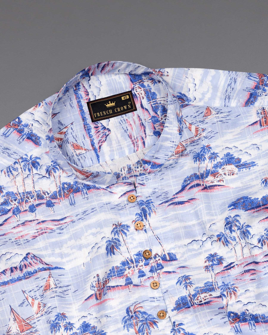 Hawkes and Havelock Blue Tropical Printed Luxurious Linen Kurta Shirt 6275-KS-38, 6275-KS-H-38, 6275-KS-39, 6275-KS-H-39, 6275-KS-40, 6275-KS-H-40, 6275-KS-42, 6275-KS-H-42, 6275-KS-44, 6275-KS-H-44, 6275-KS-46, 6275-KS-H-46, 6275-KS-48, 6275-KS-H-48, 6275-KS-50, 6275-KS-H-50, 6275-KS-52, 6275-KS-H-52