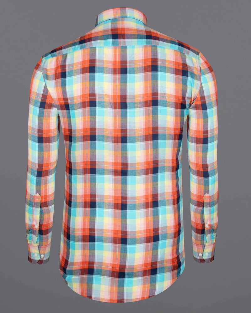 Pickled Blue with Burning Orange Multicolour Checkered Tencel Shirt 6279-BD-38, 6279-BD-H-38, 6279-BD-39, 6279-BD-H-39, 6279-BD-40, 6279-BD-H-40, 6279-BD-42, 6279-BD-H-42, 6279-BD-44, 6279-BD-H-44, 6279-BD-46, 6279-BD-H-46, 6279-BD-48, 6279-BD-H-48, 6279-BD-50, 6279-BD-H-50, 6279-BD-52, 6279-BD-H-52