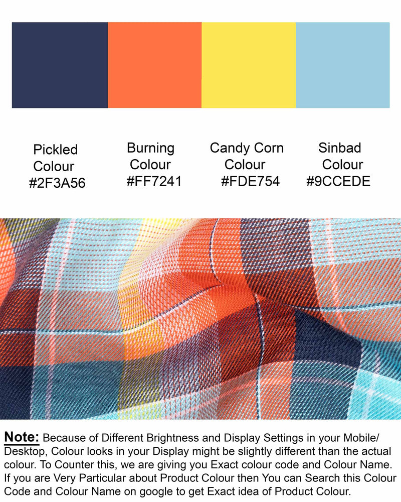 Pickled Blue with Burning Orange Multicolour Checkered Tencel Shirt 6279-BD-38, 6279-BD-H-38, 6279-BD-39, 6279-BD-H-39, 6279-BD-40, 6279-BD-H-40, 6279-BD-42, 6279-BD-H-42, 6279-BD-44, 6279-BD-H-44, 6279-BD-46, 6279-BD-H-46, 6279-BD-48, 6279-BD-H-48, 6279-BD-50, 6279-BD-H-50, 6279-BD-52, 6279-BD-H-52