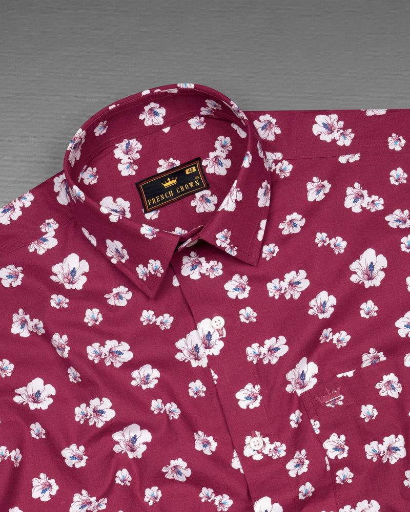 Camelot Red Floral Printed Twill Premium Cotton Shirt 6300-38, 6300-H-38, 6300-39, 6300-H-39, 6300-40, 6300-H-40, 6300-42, 6300-H-42, 6300-44, 6300-H-44, 6300-46, 6300-H-46, 6300-48, 6300-H-48, 6300-50, 6300-H-50, 6300-52, 6300-H-52