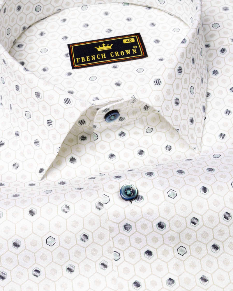 Bright White Hexagon Printed Super Soft Premium Cotton Shirt 6325-GR-38, 6325-GR-H-38, 6325-GR-39, 6325-GR-H-39, 6325-GR-40, 6325-GR-H-40, 6325-GR-42, 6325-GR-H-42, 6325-GR-44, 6325-GR-H-44, 6325-GR-46, 6325-GR-H-46, 6325-GR-48, 6325-GR-H-48, 6325-GR-50, 6325-GR-H-50, 6325-GR-52, 6325-GR-H-52