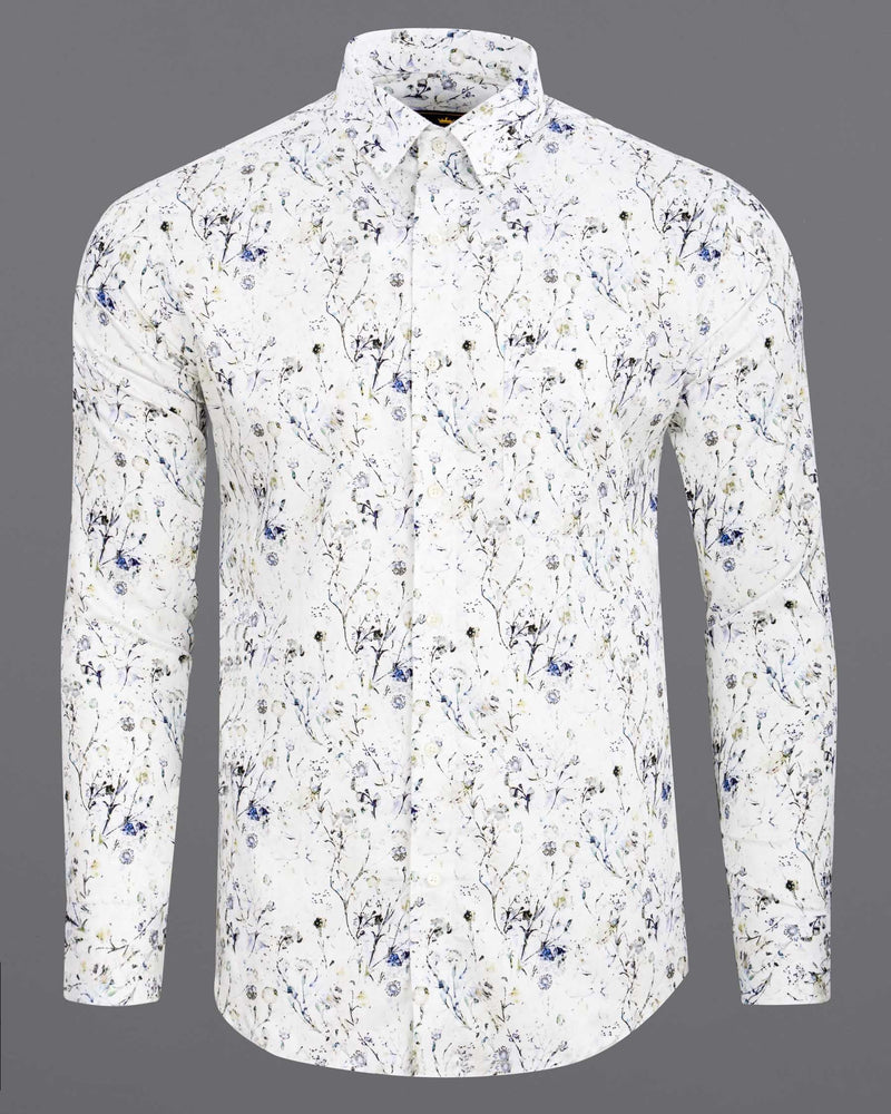 Bright White Colorful Floral Printed Super Soft Premium Cotton Shirt 6340-38,6340-H-38,6340-39,6340-H-39,6340-40,6340-H-40,6340-42,6340-H-42,6340-44,6340-H-44,6340-46,6340-H-46,6340-48,6340-H-48,6340-50,6340-H-50,6340-52,6340-H-52