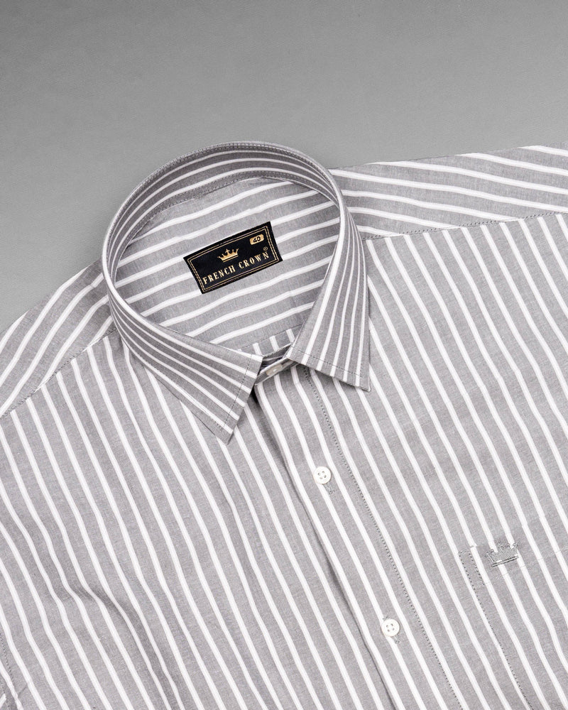 French Grey with White Striped Premium Cotton Shirt 6342-38,6342-H-38,6342-39,6342-H-39,6342-40,6342-H-40,6342-42,6342-H-42,6342-44,6342-H-44,6342-46,6342-H-46,6342-48,6342-H-48,6342-50,6342-H-50,6342-52,6342-H-52