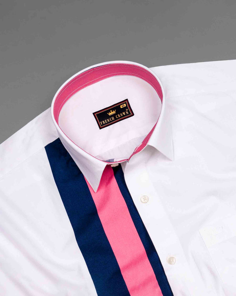 Bright White with Geraldine Pink and Sapphire Blue Premium Cotton Shirt 6347-38,6347-H-38,6347-39,6347-H-39,6347-40,6347-H-40,6347-42,6347-H-42,6347-44,6347-H-44,6347-46,6347-H-46,6347-48,6347-H-48,6347-50,6347-H-50,6347-52,6347-H-52