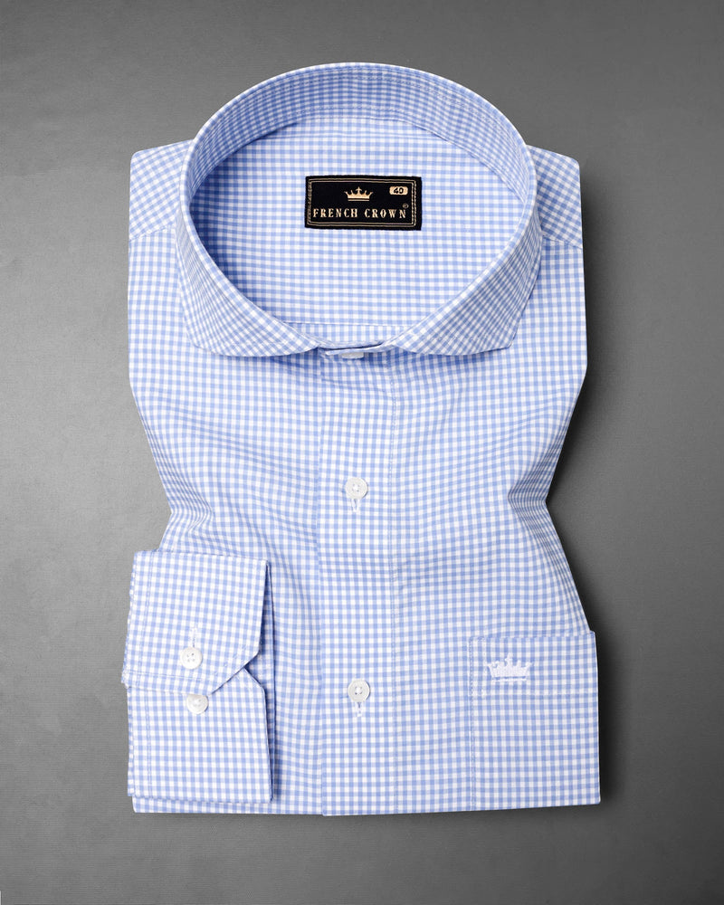 Bright White with sky Gingham Premium Cotton Shirt 6350-CA-38,6350-CA-H-38,6350-CA-39,6350-CA-H-39,6350-CA-40,6350-CA-H-40,6350-CA-42,6350-CA-H-42,6350-CA-44,6350-CA-H-44,6350-CA-46,6350-CA-H-46,6350-CA-48,6350-CA-H-48,6350-CA-50,6350-CA-H-50,6350-CA-52,6350-CA-H-52