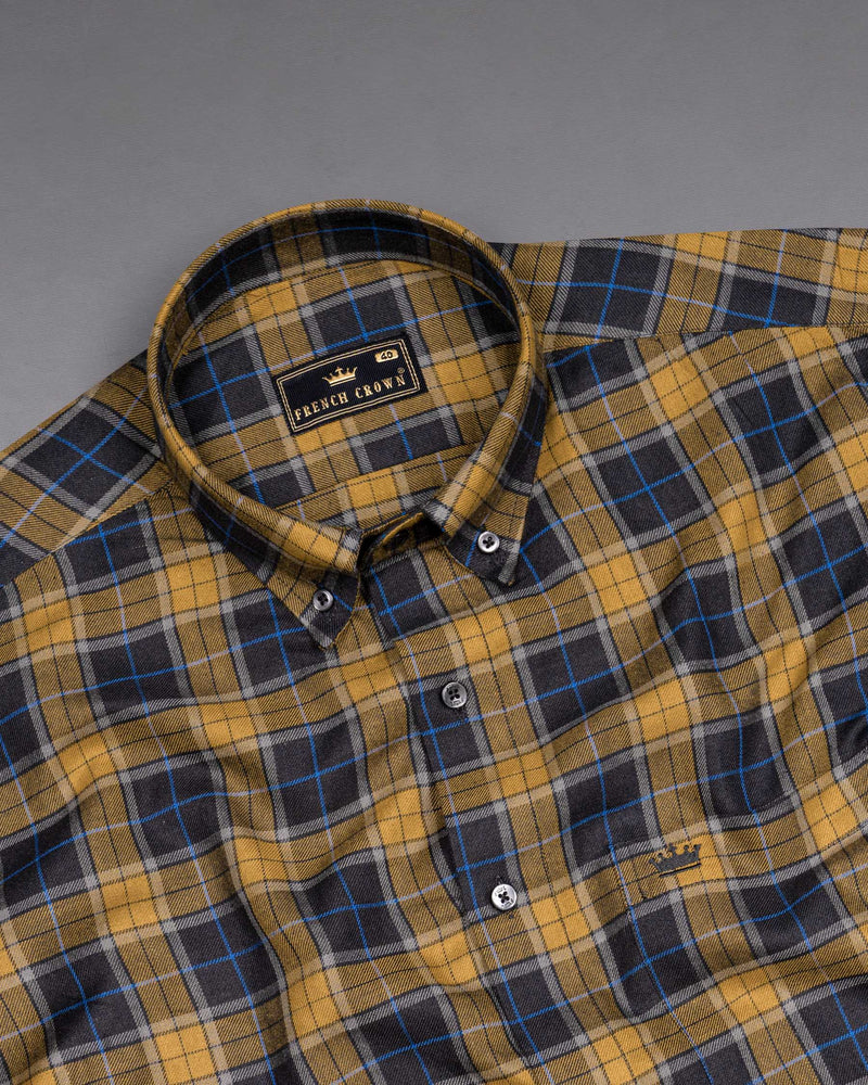 Desert Brown Twill Plaid Premium Cotton Shirt