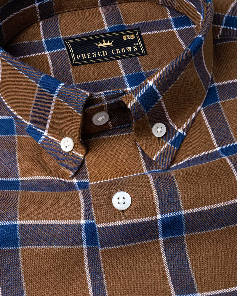 Sapphire Blue and Cape Palliser brown Twill Windowpane Premium Cotton Shirt 6375-BD-38,6375-BD-H-38,6375-BD-39,6375-BD-H-39,6375-BD-40,6375-BD-H-40,6375-BD-42,6375-BD-H-42,6375-BD-44,6375-BD-H-44,6375-BD-46,6375-BD-H-46,6375-BD-48,6375-BD-H-48,6375-BD-50,6375-BD-H-50,6375-BD-52,6375-BD-H-52