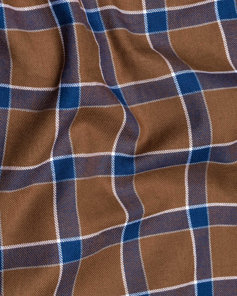 Sapphire Blue and Cape Palliser brown Twill Windowpane Premium Cotton Shirt 6375-BD-38,6375-BD-H-38,6375-BD-39,6375-BD-H-39,6375-BD-40,6375-BD-H-40,6375-BD-42,6375-BD-H-42,6375-BD-44,6375-BD-H-44,6375-BD-46,6375-BD-H-46,6375-BD-48,6375-BD-H-48,6375-BD-50,6375-BD-H-50,6375-BD-52,6375-BD-H-52