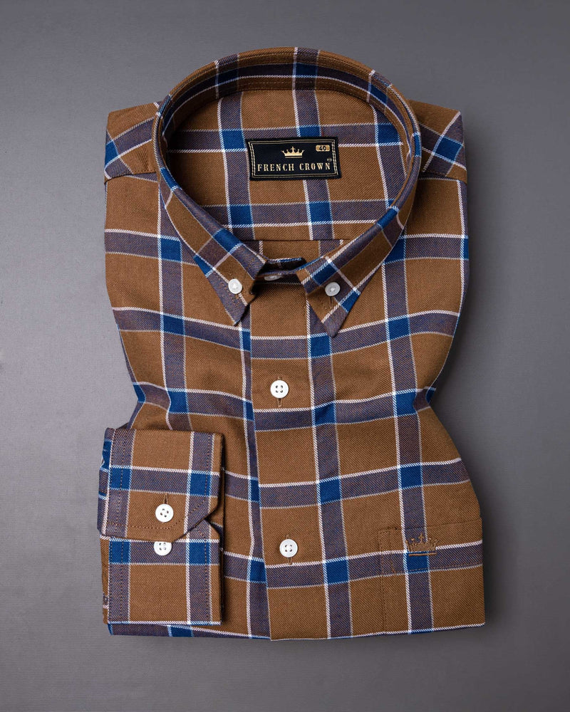 Sapphire Blue and Cape Palliser brown Twill Windowpane Premium Cotton Shirt 6375-BD-38,6375-BD-H-38,6375-BD-39,6375-BD-H-39,6375-BD-40,6375-BD-H-40,6375-BD-42,6375-BD-H-42,6375-BD-44,6375-BD-H-44,6375-BD-46,6375-BD-H-46,6375-BD-48,6375-BD-H-48,6375-BD-50,6375-BD-H-50,6375-BD-52,6375-BD-H-52